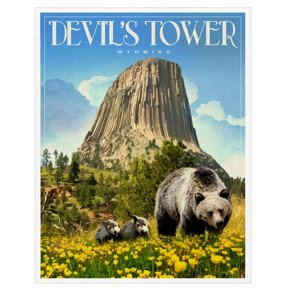 Devil’s Tower by Old Red Truck Canvas Art