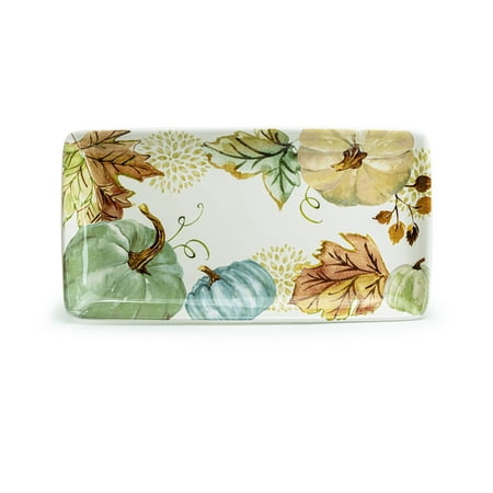 Grace Teaware 14.25" Fall Pumpkins with Leaves Rectangular Serving Tray