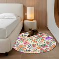 thumbnail image 2 of Round Rugs 3 Ft, Watercolor Floral Non Slip Area Rugs for Kitchen Bedroom Entryway, Retro Botanical Flowers Leaves Spring Beige Washable Carpet Runner Rug Floor Mats for Bedroom Home Decor, 2 of 8