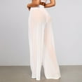 thumbnail image 5 of TrendOFT Women Ruffle Sheer Mesh Pants See Through Party Club Elastic High Waist Wide Leg Pants Bikini Bottom Swimsuit Cover up Beach Pants White XL, 5 of 9
