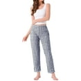 thumbnail image 2 of Womens Plaid Pajama Bottoms Elastic Waist with Pockets Long Sleepwear Lounge Pants XS Blue Plaid, 2 of 5