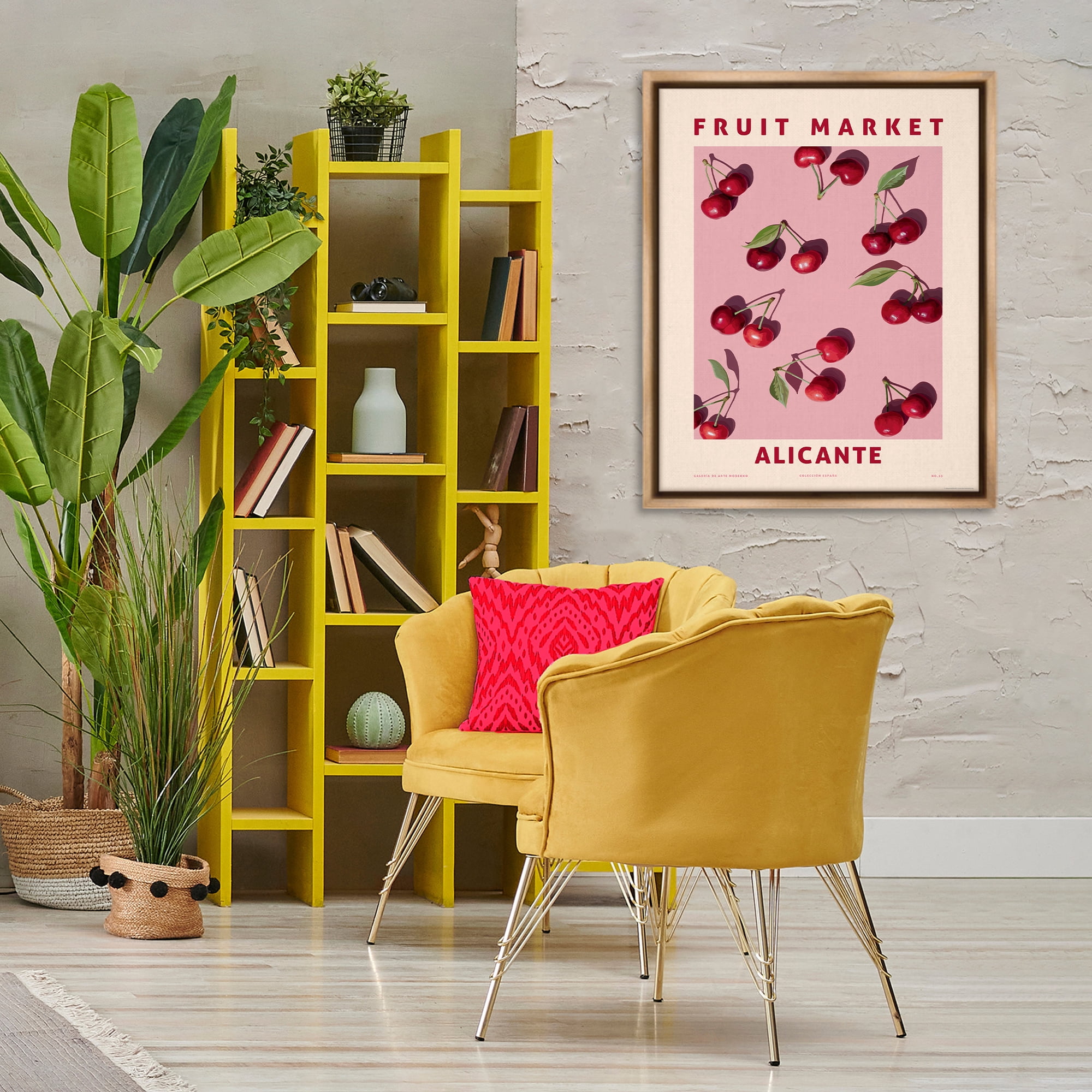 Stupell Industries Fruit Market Cherries Food & Beverage Painting Brown Floater Framed Canvas Art Print Wall Art, 25 x 31