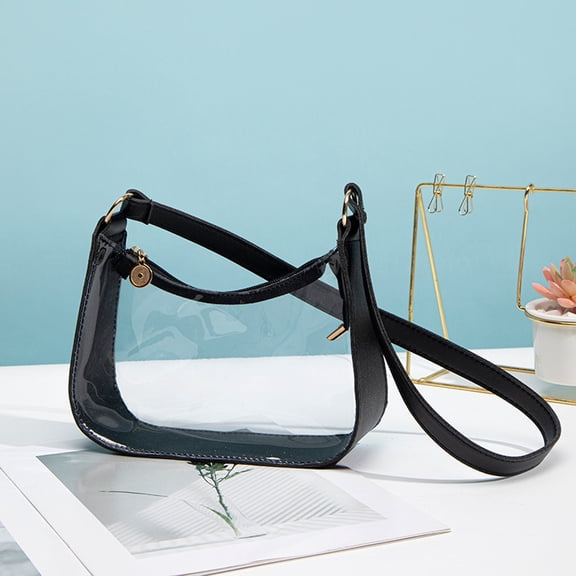 Stadium Approved Clear Crossbody Bag for Women, Waterproof PVC Transparent Shoulder Purse Lightweight Tote for Concert Sports Travel Beach