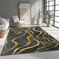 thumbnail image 4 of Washable Area Rug 7 X 8 ft for Bedroom, Simple Luxury Stripes Soft Non Slip Carpet, Gray Gold Stain Resistant Non-Shedding Rugs for Dining Room Kids Playroom Office Decor, 4 of 6