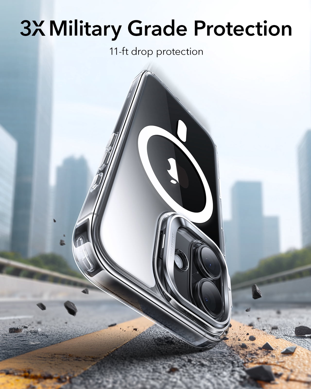 ESR Magnetic Case with Stash Stand Compatible with iPhone 17, Military-Grade Drop Protection & Camera Control Cover, MagSafe Compatible Scratch-Resistant, Clear