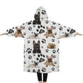 thumbnail image 2 of Oversized Wearable Blanket Hoodie,French Bulldog Footprint Sherpa Blanket Hoodie with Super Pockets,Super Warm Fuzzy Pullover for Women & Men, 2 of 6