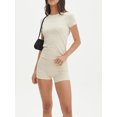 thumbnail image 3 of Yunliwuli Women's Two Piece Outfits Sets Short Sleeve Crewneck Tops Solid Color Shorts Sets, 3 of 10
