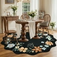 thumbnail image 3 of Moynesa 5' Floral Round Area Rug, Washable Rugs for Bedroom Ultra-Thin Soft Rug, Non-Slip Boho Circle Carpet for Living Room Bathroom Nursery Kitchen,Black, 3 of 7
