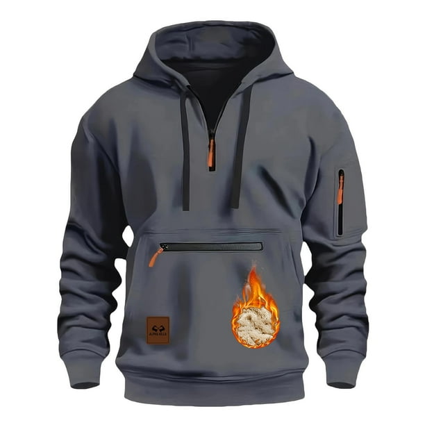 MHFRRA Sudadera Gruesa para Hombre, Chaqueta Tipo Cárdigan con Bolsillo y Cremallera para Otoño E Invierno Gris