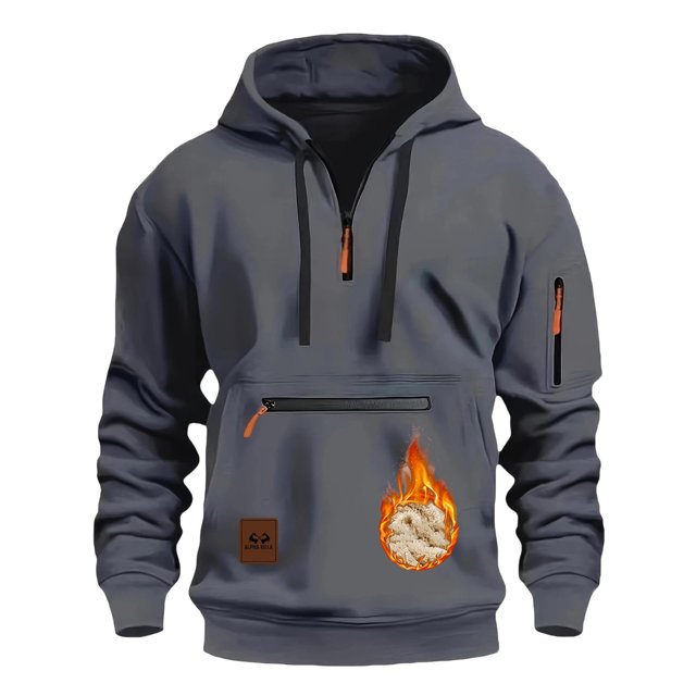 MHFRRA Sudadera Gruesa para Hombre, Chaqueta Tipo Cárdigan con Bolsillo y Cremallera para Otoño E Invierno Gris