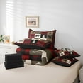 thumbnail image 6 of Feelyou Rustic Farmhouse Bear Twin Bedding Sets 7-Piece, Reindeer Moose Wildlife Bedding Comforter Set, Black Red Square Plaid Reversible Sheet Sets, Luxury Bedroom Decor, 6 of 8
