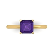 1.5 ctw Solitaire Anniversary Ring for Women | Asscher Cut Natural Amethyst | Hyperallergenic Solid 18K Yellow Gold