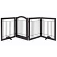 thumbnail image 2 of STAROUS 96-inch Extra Wide 30-inches Tall Dog gate with Door Walk Through, Freestanding Wire Pet Gate for The House, Doorway, Stairs, Pet Puppy Safety Fence, Support Feet Included(Espresso), 2 of 6
