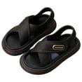 thumbnail image 2 of UngA Closed Toe Sandals for Girls Girls Sandals Kids Strap Flat Sandals Open Toe Summer Casual Sandals Flower Girl Sandals(Black,Size 13.5), 2 of 4