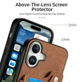 thumbnail image 4 of ShellTech for iPhone 16 Retro PU Leather Wallet Case with Card Holder Ring Stand RFID Function Credit Card Slot with Ring Stand Protective Cover Wrist Strap,Brown, 4 of 10