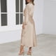 thumbnail image 5 of Vestido de cuello alto fiesta de noche ahuecado traje de trabajo de oficina para mujer (L) Beige Ygjytge Beige T L, 5 of 7