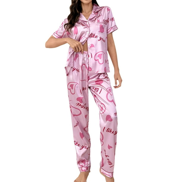 TJAZFJPA Red Silk Pajamas Women Pajamas and Pajamas Sets Casual Home Pajamas Fashionable Casual Pajamas Sets Women Pajamas Bottoms with Pockets Pajama Pants Women Walmart