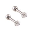 thumbnail image 1 of Ear Studs Anti-allergic Cubic Zirconia Stainless Steel 3 Prong Design Earrings For Daily Life, 1 of 5
