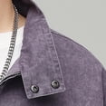 thumbnail image 6 of Maoxin Mens Jacket American Retro Solid Color Zipper Pocket Fashionable Casual Men Jacket Fall And Winter Loose Long Sleeved Hooded Denim Jacket Spring/Autumn Clothing Purple M, 6 of 8