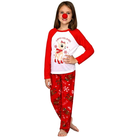 Rudolph Family Pajama Set Holiday Matching Sleepwear Set Red Nose Included