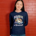 thumbnail image 4 of Believe in Yourself Unicorn Women's Long Sleeve T-shirt Colorful Rainbow Magical Pony, 4 of 7