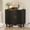 Black, variant on Fluted Corner Cabinet with Charging Station, Small Corner Floor Cabinet with Sliding Doors, Modern Wooden Freestanding Narrow Storage Organizer for Living Room, Small Space,Dining Room, Bathroom