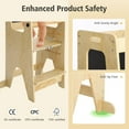 thumbnail image 4 of OUYAWEI 3-in-1 Toddler Standing Tower Kitchen Step Stool 150LBS Loading Bearing Adjustable with Anti-Drop Railing Safety Rail Design Wood, 4 of 8