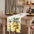 thumbnail image 2 of Summer Lemon 70 Inch Table Runner, Watercolor Fruit Green Leaf Vase Farmhouse Dresser Scarf Cotton & Linen Tablerunner for Dining/Kitchen Island/Holiday Party Décor 13" x 70", 2 of 9