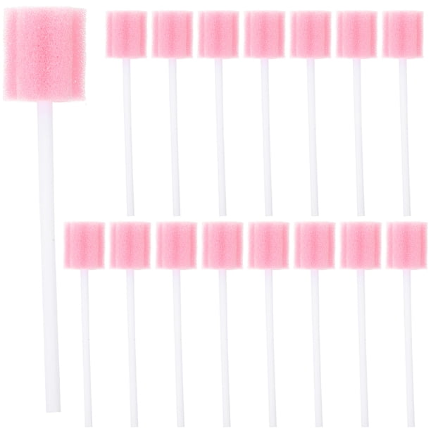 100 unidades de esponjas desechables en forma de palito para el cuidado bucal, limpiadoras de dientes, hisopos para el cuidado oral (rosa)