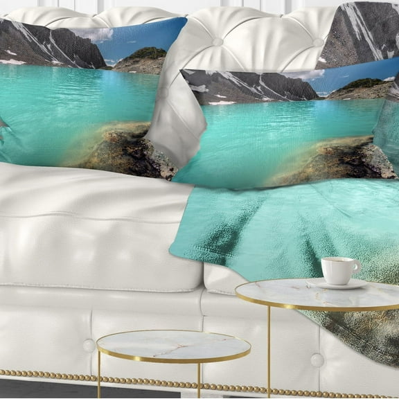 Designart Crystal Clear Mountain Lake - Landscape Printed Throw Pillow - 12x20