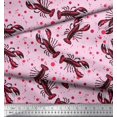 thumbnail image 3 of Soimoi Velvet Fabric Dot & Lobster Ocean Print Fabric by The Yard 58 Inch Wide, 3 of 3
