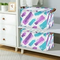 thumbnail image 2 of Yayeee Foldable Storage Basket for Shelves with Handles Waterproof Cloth Bins, Purple Drawing, 2 of 7