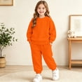 thumbnail image 5 of Cethrio Girls Outfit Sets, Fleece-lined 2 PC Casual Long Sleeve Sweatshirts and Sweatpants Sets Orange Size 12, 5 of 9