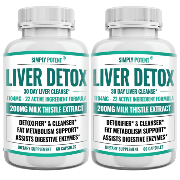 Simply Potent Liver Detox & Cleanse Supplement, 22 Ingredient Liver Support with Milk Thistle, Turmeric, 60 Capsules