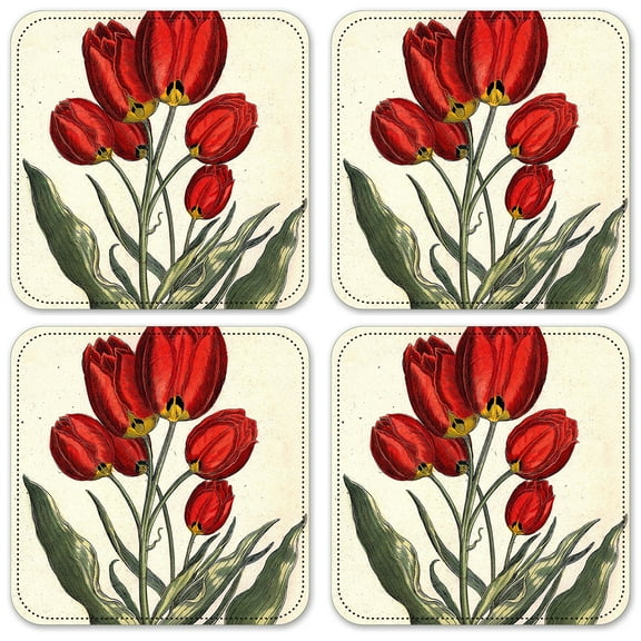 Vinyl Drink Coasters - Set of 4 - Tulips