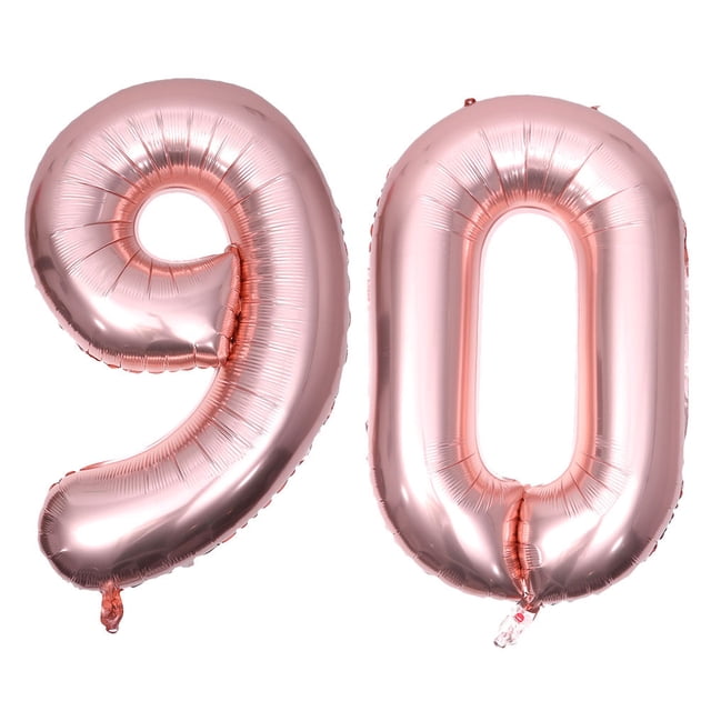 KAKOWELY Globos gigantes de aluminio de 40 pulgadas con el número 90 para fiestas, festivales, cumpleaños, aniversarios, suministros para fiestas, accesorios fotográficos