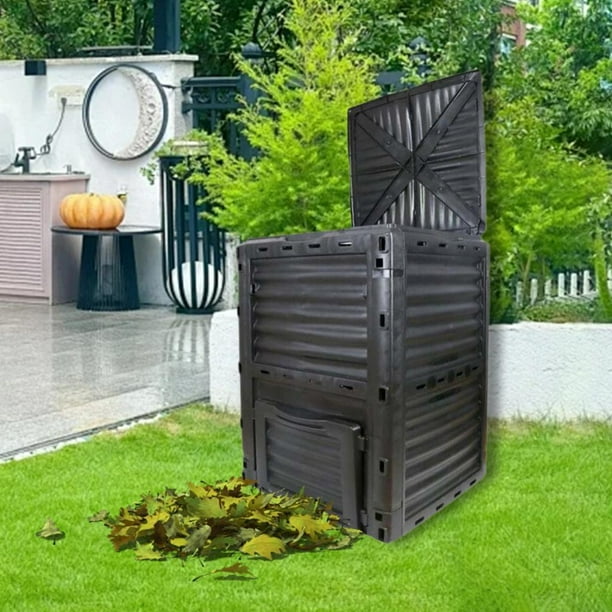 Caja de compost de compost de la cocina Bin Aireation al aire libre con contenedor de compostaje de tapa Cubo de hojas caídas para huerto doméstico