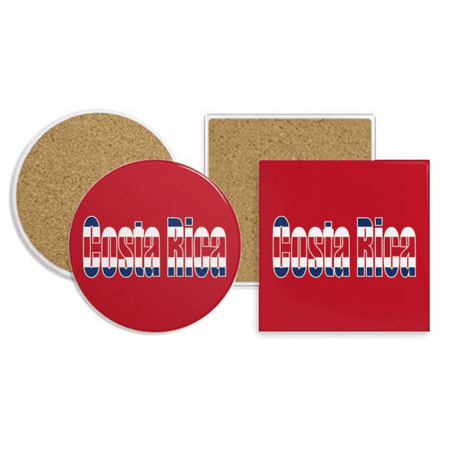 

Costa Rica Country Flag Name Coaster Cup Mug Holder Absorbent Stone Cork Base Set
