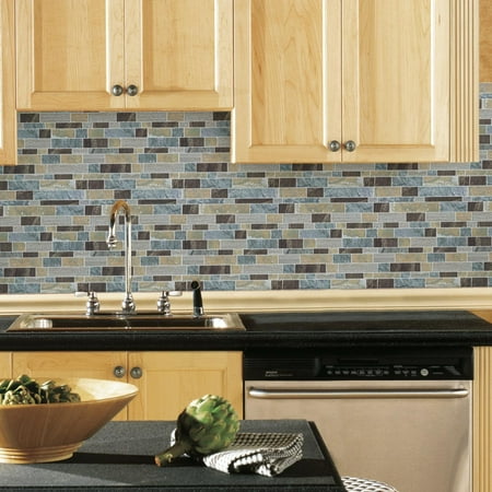 peel backsplash tiles stick bathroom stone pack kitchen decor