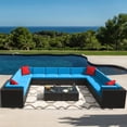 thumbnail image 5 of Homall 14 Pieces Rattan Patio Furniture Conversation Set Outdoor Sectional Sofa for Backyard,Blue, 5 of 10