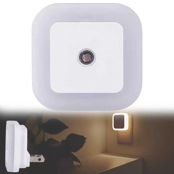 Light-Activated Sensor LED Night Light, Intelligent Sensor Control Induction Energy-Saving Bedside Socket Lamp Room Hallway Toilet Wall Home Lighting