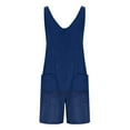 thumbnail image 6 of Jean Short Romper Womens Trendy Casual Summer Overalls with Pockets Sleeveless V Neck Tank Jumpsuit Denim Shorts (2XL, Dark Blue), 6 of 6