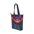 thumbnail image 3 of Zipper canvas bag large capacity large size practical handbag durable Canvas with leather material Majestic Phoenix, 3 of 7