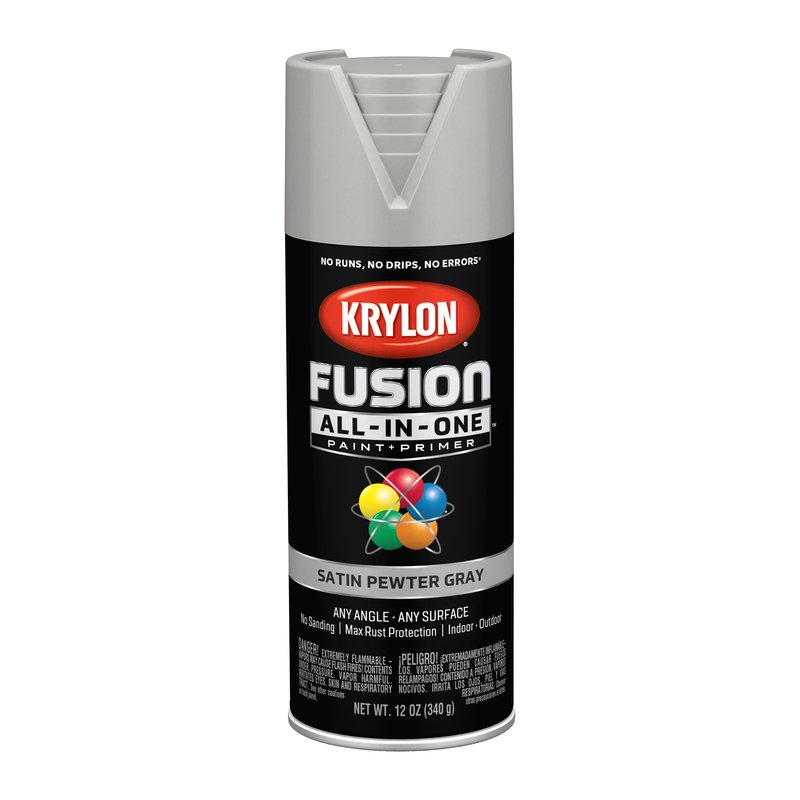 Krylon Fusion AllInOne Satin Pewter Gray Paint + Primer Spray Paint 12 oz. Case Of 6