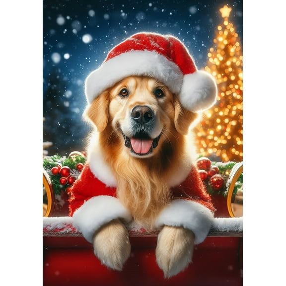 Golden Retriever - Best of Breed DCR Christmas House Flag 28" x 40"