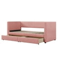 thumbnail image 6 of Harper & Bright Designs Twin Size Corduroy Daybed with 2 Storage Drawers, Modern Twin Upholstered Daybed Frame, Twin Sofa Bed for Living Room Bedroom Guest Room, Pink, 6 of 11