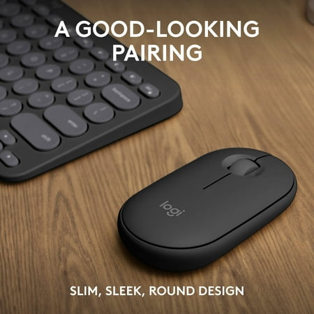 Logitech - Pebble 2 Combo Compact Wireless Scissor Keyboard and Mouse Bundle for Windows, macOS, iPadOS, Chrome - Graphite