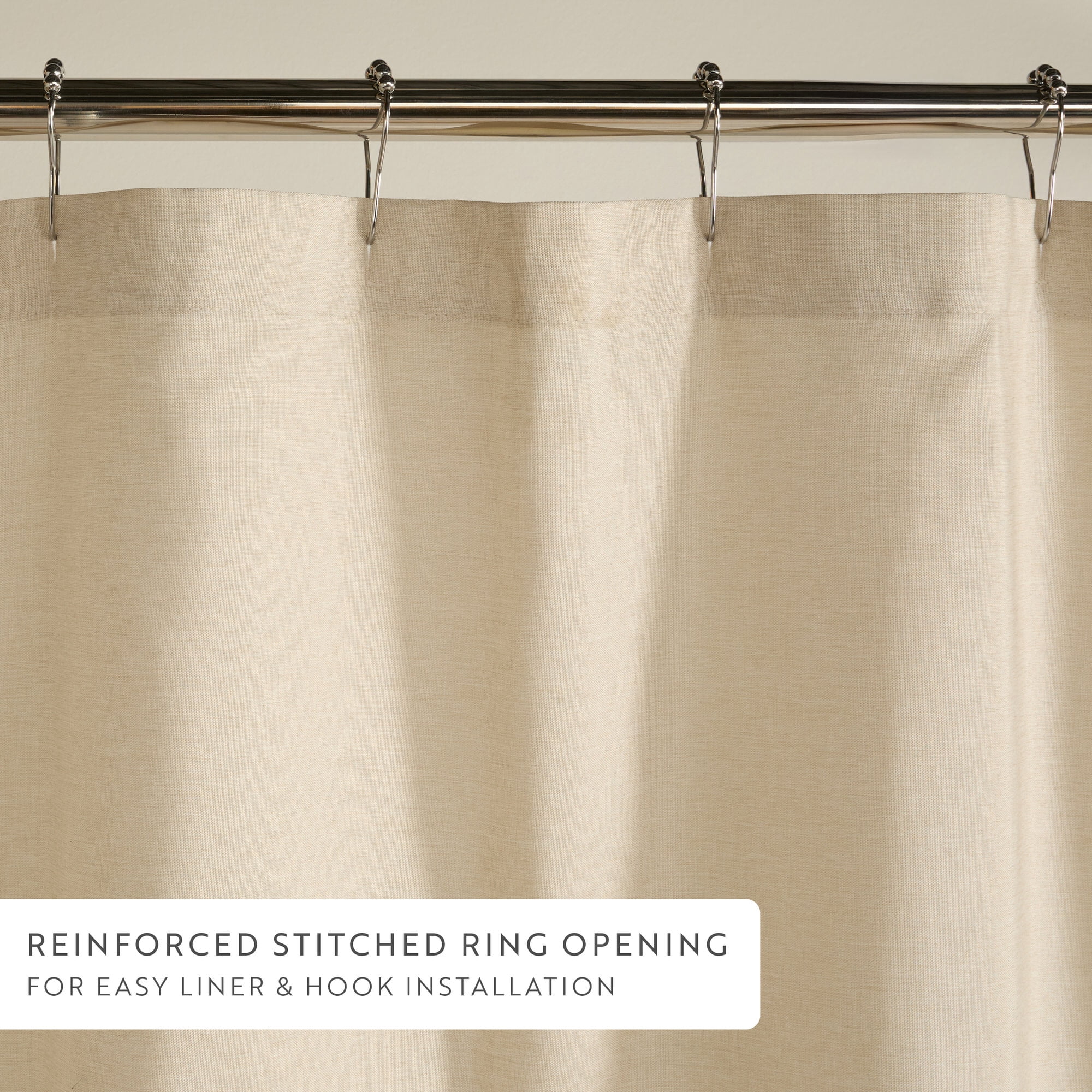 Linen-Look Polyester Shower Curtain in Essential Colors