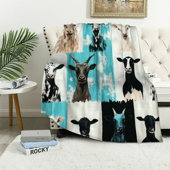 BCIIG Goat Blanket Super Soft Warm Goat Animal Throw Blanket Gift for Women Girls Cozy Plush Fluffy Goat Sheep Lightweight  Flannel Gifts Blankets for Kids Adults  40x50in