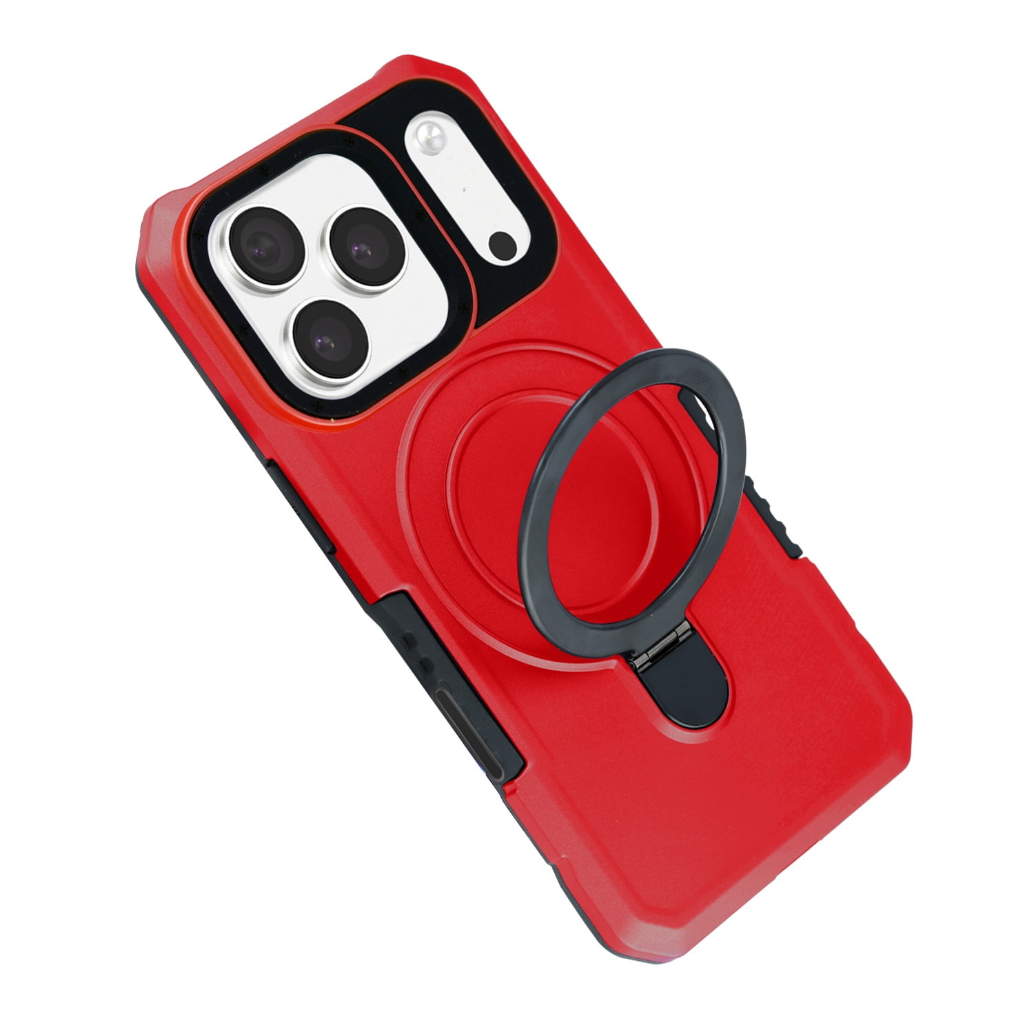 Ring Holder Kickstand Shockproof Case for iPhone 17 Pro Max - Red